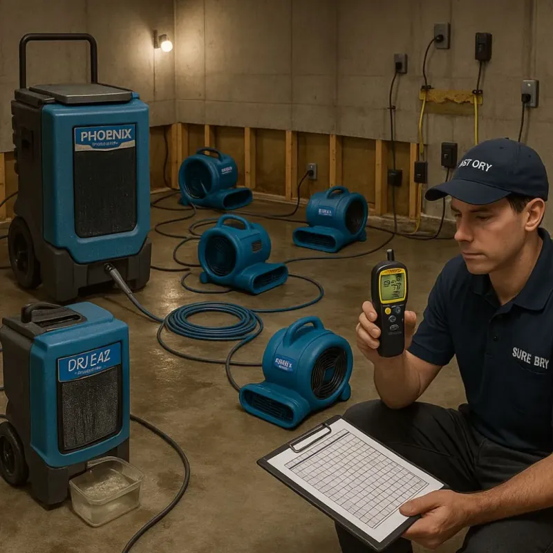 Structural Drying and Dehumidification process in Stanfield, NC